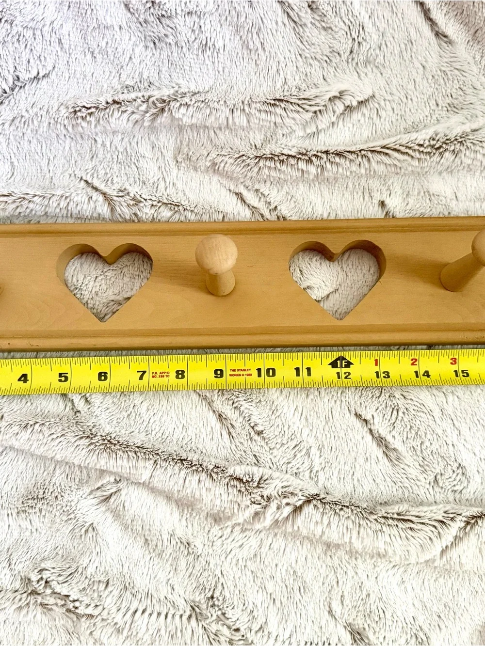Wooden Heart Peg Rack - Natural Finish